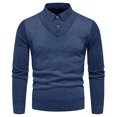 thumbnail image 1 of Juslio Mens Sweaters Pullovers Lightweight Sweaters Standing Collar Knit Fashion Navy, 1 of 8