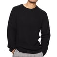 thumbnail image 1 of Juslio Mens Sweaters Pullovers Men Tops Solid Crew Neck Long Sleeve Fashion Black, 1 of 5