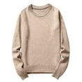 thumbnail image 1 of Juslio Mens Sweaters Pullovers Men Tops Solid Crew Neck Long Sleeve Knit Beige, 1 of 6