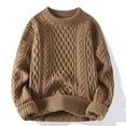 thumbnail image 1 of Juslio Mens Sweaters Pullovers Men Tops Solid Crew Neck Long Sleeve Knit Khaki, 1 of 6