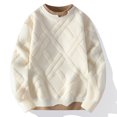 thumbnail image 1 of Juslio Mens Sweaters Pullovers Men Tops Solid Crew Neck Long Sleeve Knit White, 1 of 3