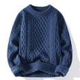 thumbnail image 1 of Juslio Mens Sweaters Pullovers Ribbed Solid Crew Neck Long Sleeve Knit Sweater Tops Blue, 1 of 7