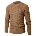 thumbnail image 1 of Juslio Mens Sweaters Pullovers Outerwear Solid Crew Neck Long Sleeve Knit Khaki, 1 of 5