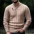 thumbnail image 1 of Juslio Mens Sweaters Pullovers Sweaters Solid Standing Collar Long Sleeve Knit Khaki, 1 of 5