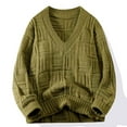 thumbnail image 1 of Juslio Mens Sweaters Pullovers Sweaters Solid V Neck Long Sleeve Fashion Army Green, 1 of 4