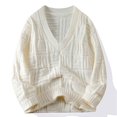 thumbnail image 1 of Juslio Mens Sweaters Pullovers Sweaters Solid V Neck Long Sleeve Fashion White, 1 of 5