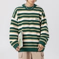 thumbnail image 1 of Juslio Mens Sweaters Pullovers Sweaters Striped Crew Neck Long Sleeve Thickened Green, 1 of 5