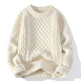 thumbnail image 1 of Juslio Mens Sweaters Pullovers Ribbed Solid Crew Neck Long Sleeve Knit Sweater Tops Beige, 1 of 6