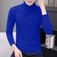 thumbnail image 1 of Juslio Mens Sweaters Pullovers Turtlenecks Solid High Neck Long Sleeve Fashion Blue, 1 of 9