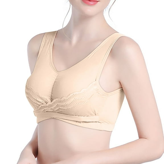 Juslio Minimizer Bras for Women Athletic Lace Wirefree Solid Vest Breasted Bra