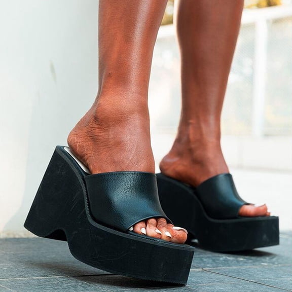 Juslio Outdoor Slippers for Women Chunky Heeled Casual Vacation Slip on Women Sandals