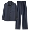 thumbnail image 1 of Juslio Pajamas for Men Button Collar with Pockets Plus Size Long Sleeve Tops and Pants 2-Piece Matching Pajamas Sets 2XL, 1 of 2