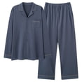 thumbnail image 1 of Juslio Pajamas for Men Button Collar with Pockets Plus Size Long Sleeve Tops and Pants 2-Piece Matching Pajamas Sets 3XL, 1 of 5
