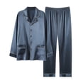 thumbnail image 1 of Juslio Pajamas for Men Button Collar with Pockets Plus Size Long Sleeve Tops and Pants 2-Piece Matching Pajamas Sets L, 1 of 2