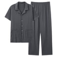 thumbnail image 1 of Juslio Pajamas for Men Short Sleeve Fashion Modal Tops and Pants Homewear 2 Piece Matching Pajamas Sets L, 1 of 2