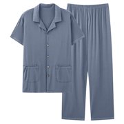 Juslio Pajamas for Men Short Sleeve Fashion Plus Size Modal Tops and Pants Homewear 2 Piece Matching Pajamas Sets 4XL