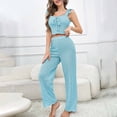 thumbnail image 1 of Juslio Pajamas for Women Lace Homewear Solid Halter Tank Tops and Pants Fashion 2 Piece Matching Pajamas Sets M, 1 of 7