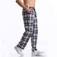 thumbnail image 1 of Juslio Pants for Men Mens Clothing Casual Fashion Elastic Waist Plaid Fabric Trousers Elastic Straight Blue, 1 of 6