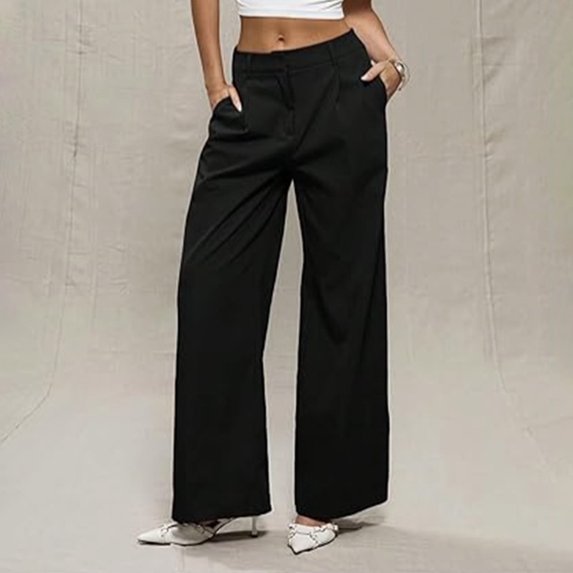 Juslio Pants for Women Casual Comfortable High Waist with Pockets Straight Pants