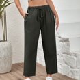 thumbnail image 1 of Juslio Pants for Women High Waist Solid,Drawstring Casual Linen Linen Pants XL, 1 of 9