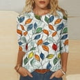 thumbnail image 1 of Juslio Plus Size Tops Women Shirts 3/4 Sleeve Floral Print Tops Crew Neck Casual Blouses Multicolor L, 1 of 5