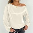 thumbnail image 1 of Juslio Blouses for Women Long Sleeve Shirts Solid Color Casual V-Neck Tops Blouses White M, 1 of 8