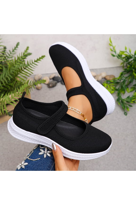 Shoes Women Platform Plus Size Mary Jane Breathable Comfortable Lightweight Mesh Wedge Buckle Flat Shoes