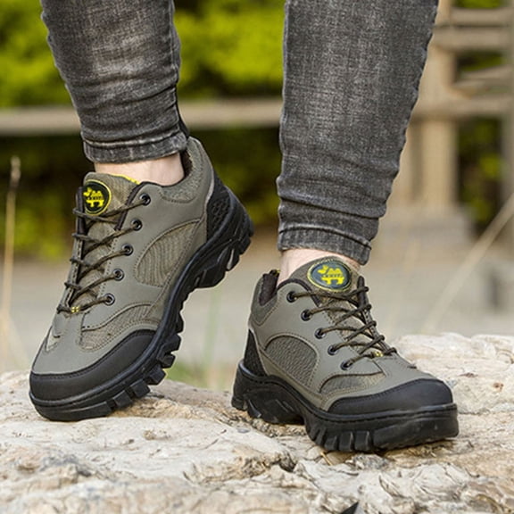 Juslio Shoes for Men Lightweight Casual Outdoor Round Toe Plus Size Breathable Comfortable Hiking Shoes