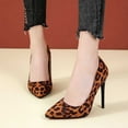 thumbnail image 1 of Juslio Shoes for Women Women's Large Size Suede Leopard Print Matching Fine Heel Pointed Heels, 1 of 7