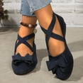 thumbnail image 1 of Juslio Shoes for Women Bow Lacing Round Head Low Heel Low Heel Slope Shoes, 1 of 8