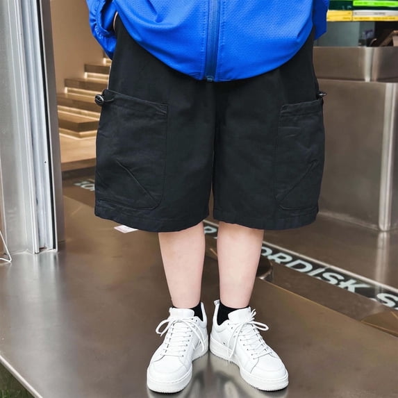 Juslio Shorts for Boys Breathable Solid Cargo Shorts Casual Elastic Waist Shorts Sizes 6