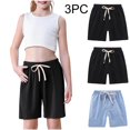 thumbnail image 1 of Juslio Shorts for Girls 3PC Breathable Solid Linen Shorts Casual Elastic Waist Shorts Sizes 2, 1 of 9