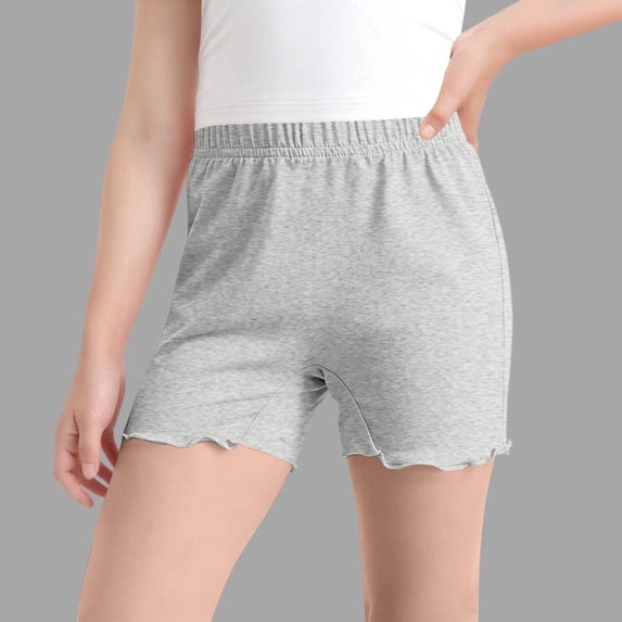 Juslio Shorts for Girls Breathable Solid Base Shorts Casual Elastic Waist Shorts Sizes 8-9