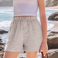 thumbnail image 1 of Juslio Shorts for Girls Striped Breathable Solid with Pockets Linen Shorts Casual Elastic Waist Shorts Sizes 11-12, 1 of 9