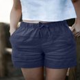 thumbnail image 1 of Juslio Shorts for Women Drawstring Cotton Linen Solid Casual Pockets Loose Comfy Womans Shorts, 1 of 7