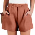 thumbnail image 1 of Juslio Shorts for Women Drawstring Pockets Loose Comfy Cotton Linen Solid Casual Womans Shorts, 1 of 4