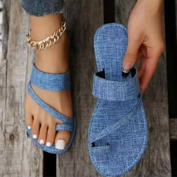 Juslio Shower Slippers for Women Flat Bottom Light Blue Slip On Casual Vacation Sandals for Women