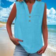 thumbnail image 1 of Juslio Tank Tops for Women Button Casual V-Neck Tank Tops Breathable with, Pockets Solid Color Tank Top, 1 of 9