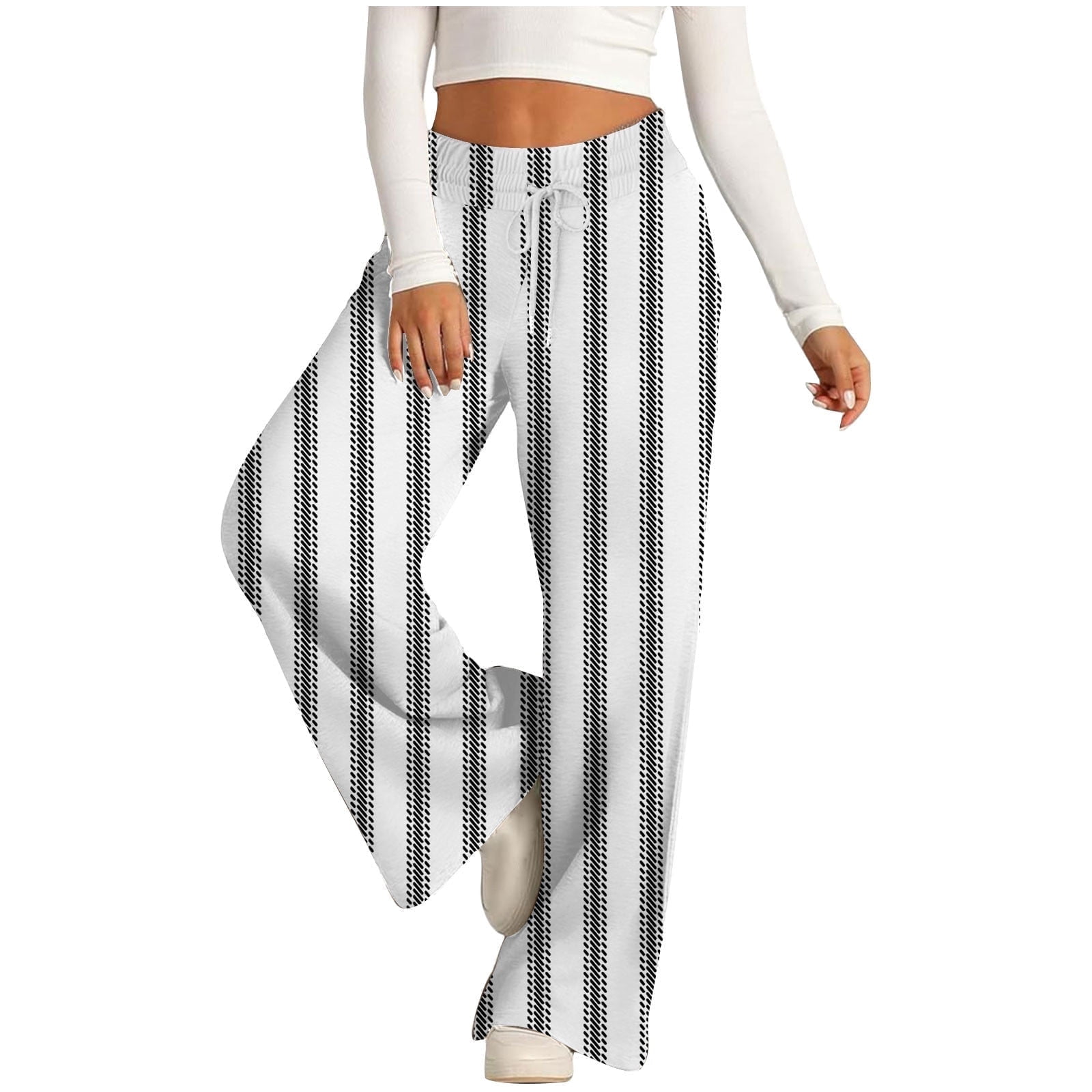 Juslio Trousers Pants for Women Casual Fashion Pocket Wide-leg Pants