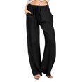 thumbnail image 1 of Juslio Trousers Pants for Women Pocket Casual Fashion Wide-leg Pants, 1 of 5