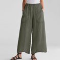 thumbnail image 1 of Juslio Women Linen Pants Plus Size with Pockets Elastic Waist,Linen High Waist Linen Pants 3XL, 1 of 6