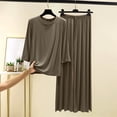 thumbnail image 1 of Juslio Women Pajamas Solid Fashion Modal Crewneck Tops and Pants Homewear 2 Piece Matching Pajamas Sets L, 1 of 5