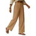 thumbnail image 1 of Juslio Women Pants Comfortable Elastic Waist High Waist Loose Drawstring Wide-Leg Pants, 1 of 4