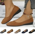 thumbnail image 1 of Juslio Women Shoes Dress Shoes Women Shallow Mouth Flat Round Head Suede Low Heel Casual Dress Shoes, 1 of 9