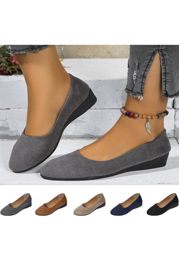 Women Shoes Womens Dress Shoes Shallow Mouth Flat Round Head Suede Low Heel Casual Dress Shoes