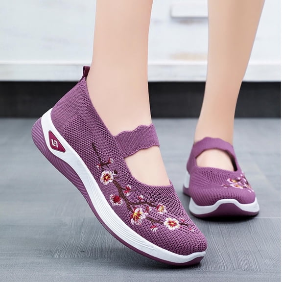 Juslio Women Shoes Women's New Large Size Casual Mesh Slip-on Women's Shoes Soft Sole Breathable Fashion Shoes