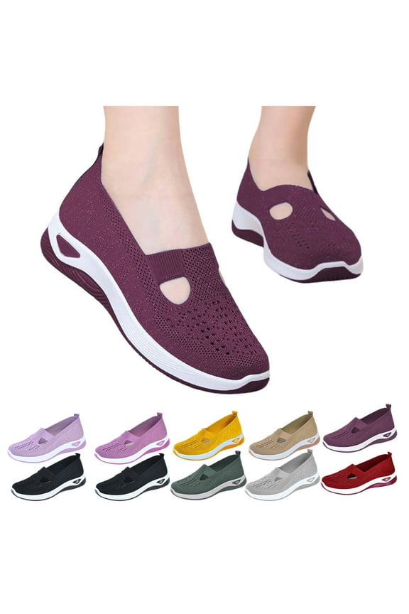 Juslio Womens Slip on Shoes Shoes Women Comfortable Walking Comfort Casual Sneakers Yellow