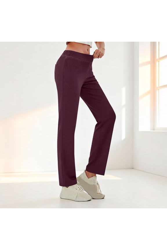 Women Stretchy Straight Jeans Casual High Waist Pocket Purple Jeans