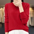 thumbnail image 1 of Juslio Women Sweaters Pullovers Sweaters Solid V Neck Knit Fashion Red, 1 of 3