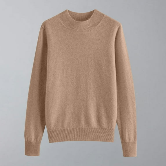 Juslio Women Sweaters Pullovers Turtlenecks Sweaters High Neck Long Sleeve Knit Khaki